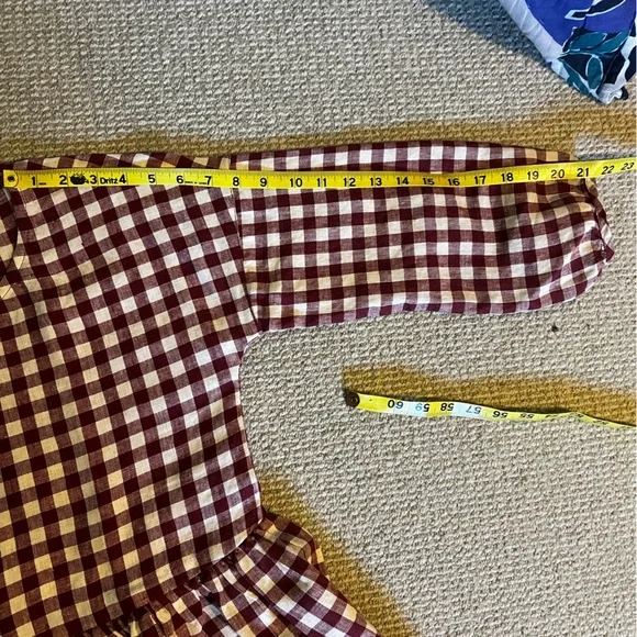 notPERFECTLINEN montmarte drop shoulder dress in Marsala gingham - Picture 9 of 9